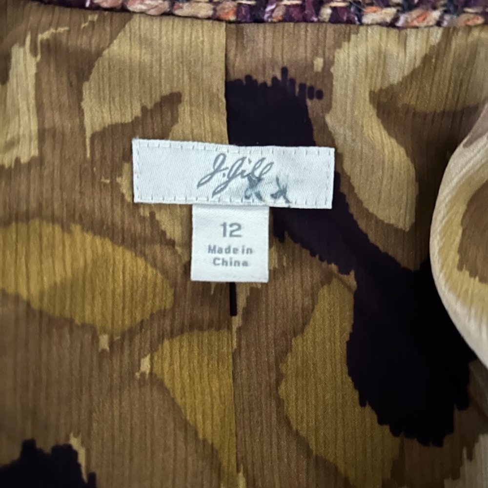 J Jill Tweed Blazer Sz 12 Wool Blend Jacket Blazer Office Career Workwear Brown - Picture 4 of 5